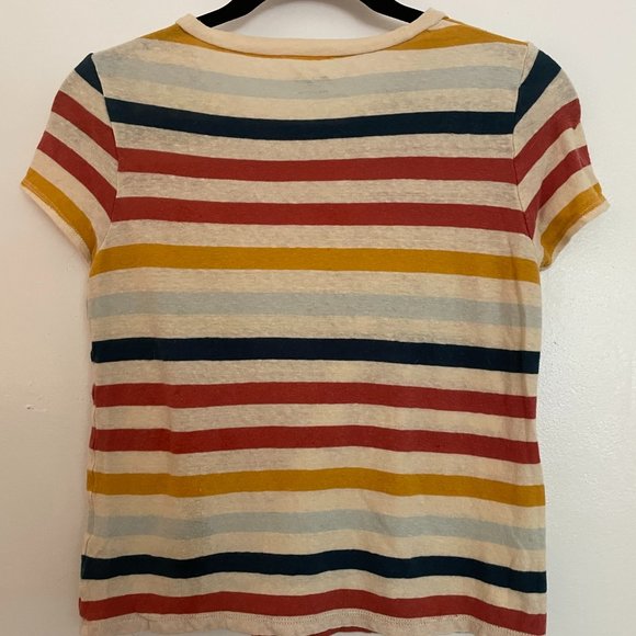 Madewell LoFi Shrunken Striped Whisper Tee T Shirt Navy Mustard Gold size XS - Picture 9 of 9
